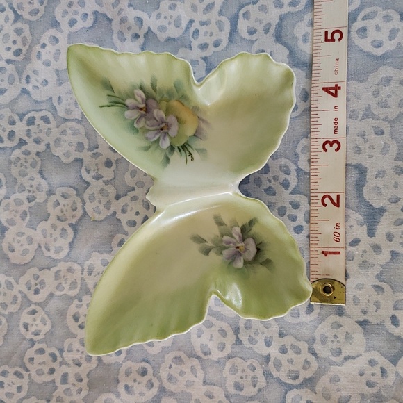 Vintage Butterfly Trinket Dish Floral Butterfly Flowers Floral Dish - Picture 9 of 11